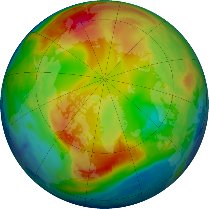 Arctic ozone map for 29 January 1988